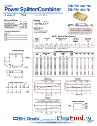 Datasheet ZB4PD1-500-75 manufacturer Mini-Circuits