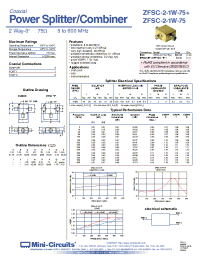 Datasheet ZFSC-2-1W-75 manufacturer Mini-Circuits