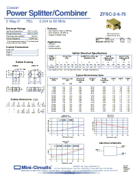 Datasheet ZFSC-2-6-75B manufacturer Mini-Circuits