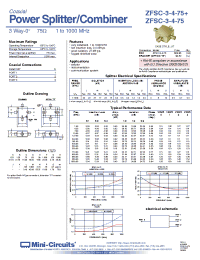 Datasheet ZFSC-3-4-75+ manufacturer Mini-Circuits