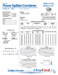 Datasheet ZFSC-4-175+ manufacturer Mini-Circuits