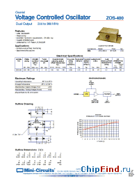 Datasheet ZOS-400 manufacturer Mini-Circuits