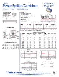 Datasheet ZSC-2-1-75+ manufacturer Mini-Circuits