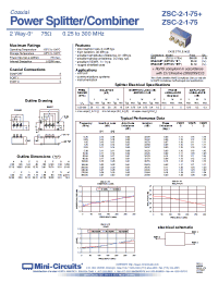 Datasheet ZSC-2-1-75B+ manufacturer Mini-Circuits