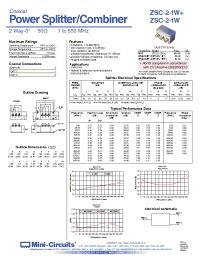 Datasheet ZSC-2-1W+ manufacturer Mini-Circuits