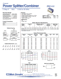 Datasheet ZSC-2-2 manufacturer Mini-Circuits