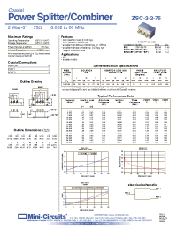 Datasheet ZSC-2-2-75 manufacturer Mini-Circuits