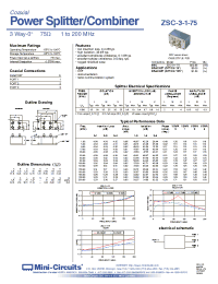 Datasheet ZSC-3-1-75B manufacturer Mini-Circuits