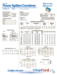 Datasheet ZSC-4-3-75B+ manufacturer Mini-Circuits