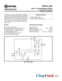 Datasheet SP8910KGMP1S manufacturer Mitel