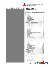 Datasheet M30240M3-XXXFP производства Mitsubishi