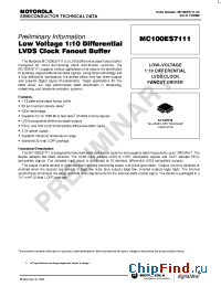 Datasheet MC100ES7111FA manufacturer Motorola