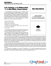 Datasheet MC100LVE222FA manufacturer Motorola