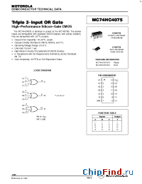 Datasheet MC74HC4075D manufacturer Motorola