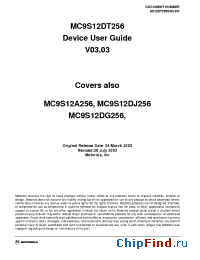 Datasheet MC9S12A256 manufacturer Motorola