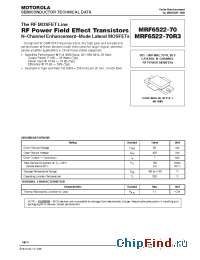 Datasheet MRF6522-070 manufacturer Motorola