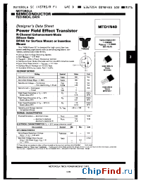 Datasheet MTD1N40 manufacturer Motorola