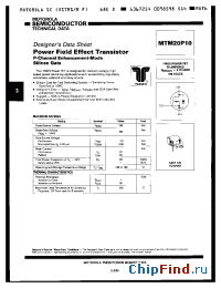 Datasheet MTM20P10 manufacturer Motorola