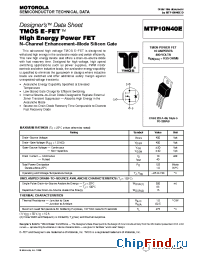 Datasheet MTP10N40 manufacturer Motorola