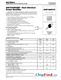 Datasheet MUR1620CTR manufacturer Motorola