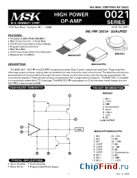 Datasheet MSK0021 manufacturer M.S. Kennedy