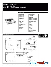 Datasheet MW412 manufacturer Micronetics Wireless