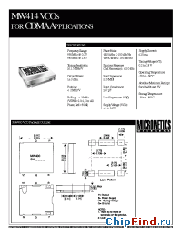 Datasheet MW414 manufacturer Micronetics Wireless