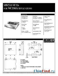 Datasheet MW516 manufacturer Micronetics Wireless