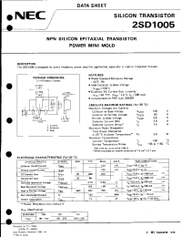 Datasheet 2SD1005 manufacturer NEC