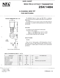 Datasheet 2SK1484 manufacturer NEC
