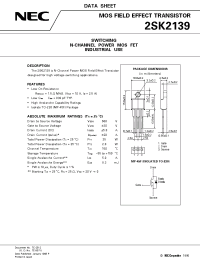 Datasheet 2SK2139 manufacturer NEC