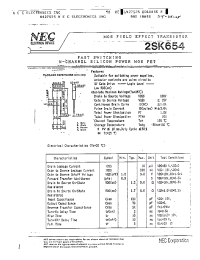 Datasheet 2SK654 manufacturer NEC