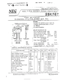Datasheet 2SK787 manufacturer NEC