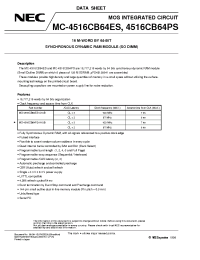Datasheet MC-4516CB64PS-A10B manufacturer NEC