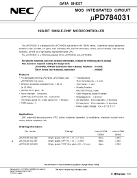 Datasheet mPD784038 manufacturer NEC