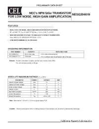 Datasheet NESG204619 manufacturer NEC