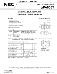 Datasheet UPA805T manufacturer NEC