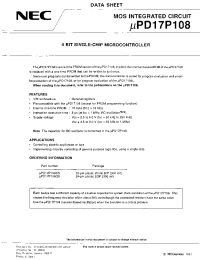 Datasheet UPD17P108CS manufacturer NEC