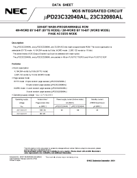 Datasheet UPD23C32040ALGY-xxx-MKH manufacturer NEC