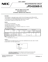 Datasheet UPD43256BGW-B10X-9KL manufacturer NEC