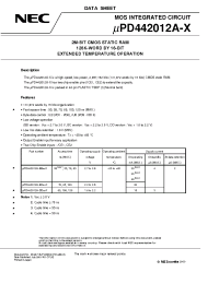 Datasheet UPD442012AGY-DD10X-MJH manufacturer NEC