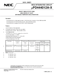Datasheet UPD444012AGY-C12X-MJH manufacturer NEC