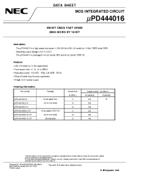 Datasheet UPD444016G5-10-7JF manufacturer NEC