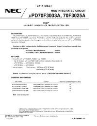 Datasheet UPD70F3025A manufacturer NEC