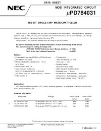 Datasheet UPD784031GC-8BT manufacturer NEC