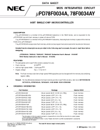 Datasheet UPD78F0034AYGB-8EU manufacturer NEC