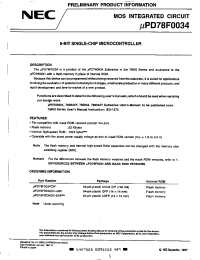 Datasheet UPD78F0034CW manufacturer NEC