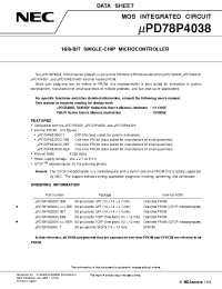 Datasheet UPD78P4038 manufacturer NEC