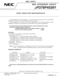 Datasheet UPD78P4038Y manufacturer NEC