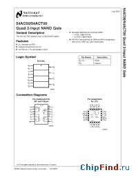 Datasheet 54ACT00DM manufacturer National Semiconductor
